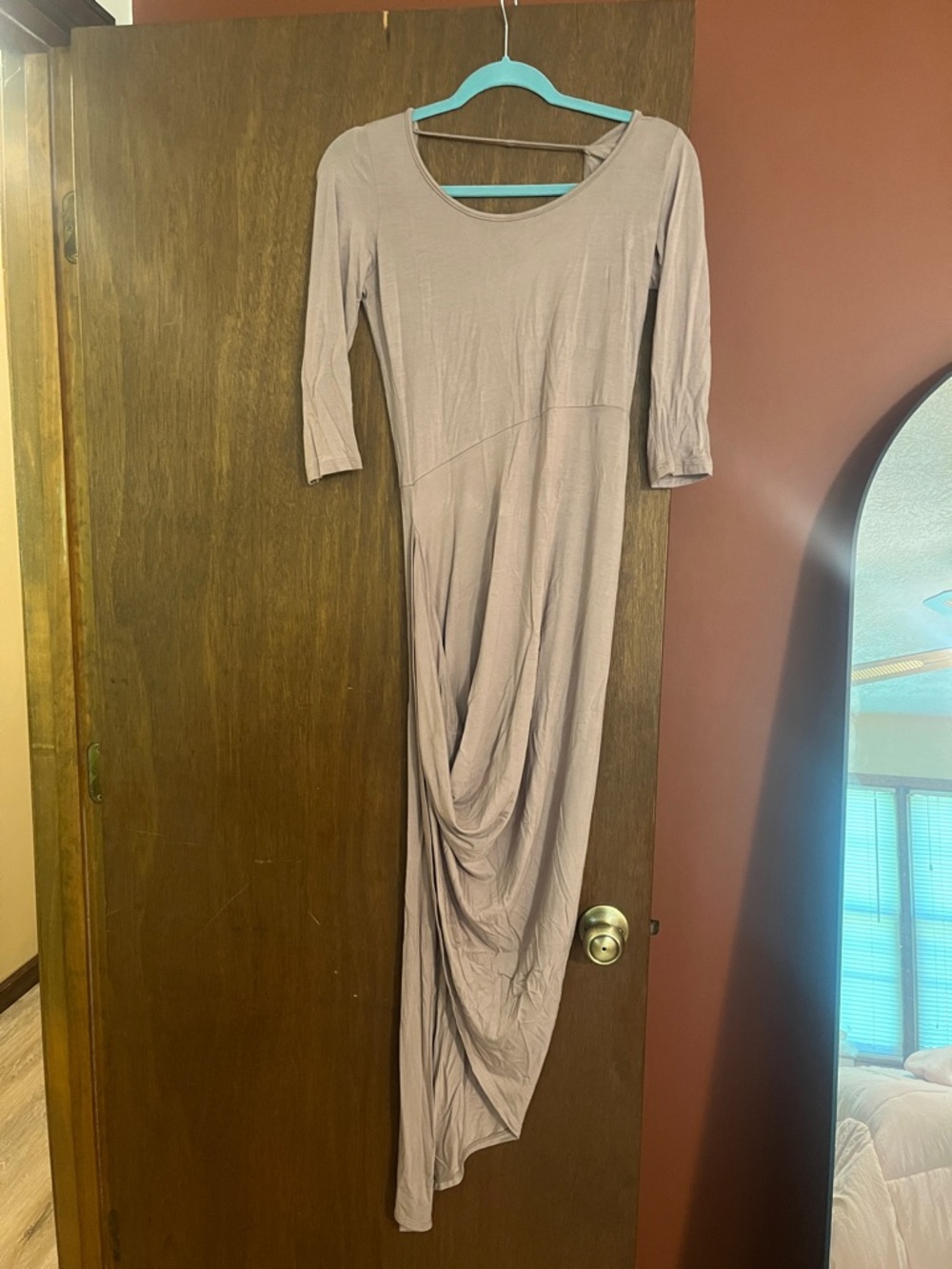 Mauve Asymmetric Drape Maxi Dress